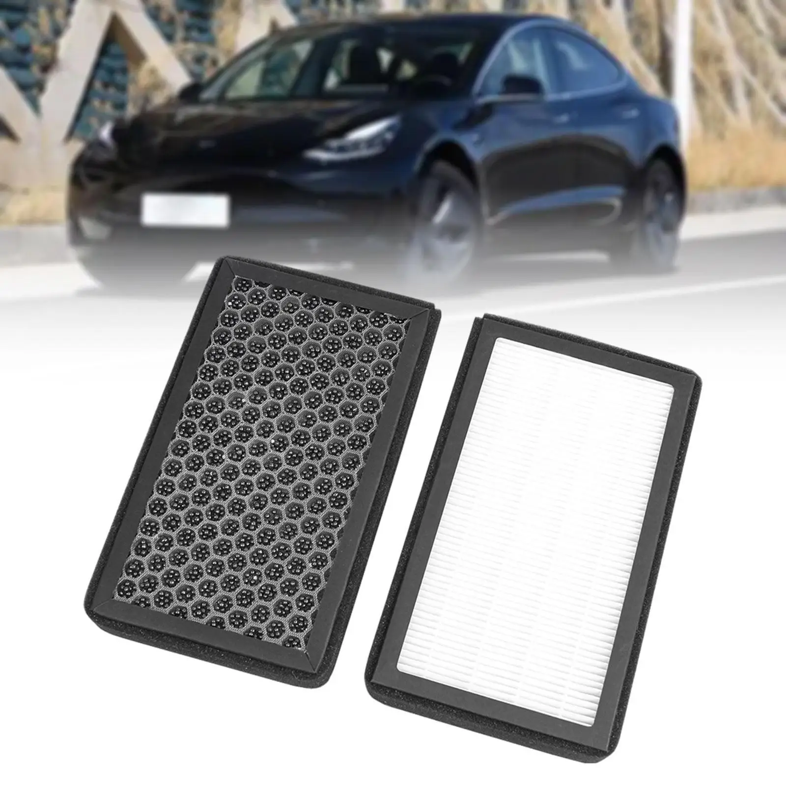 

2Pcs HEPA Cabin Air Filters Air Conditional Replacement Filters Replace Parts Easy to Install for Tesla Model 3 Accessories