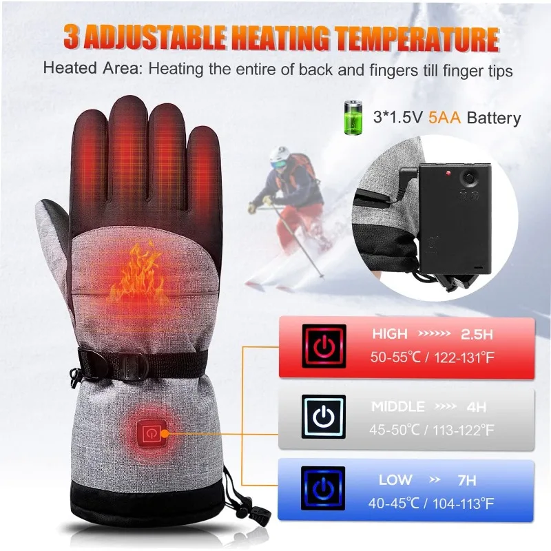 Gants chauffants rechargeables pour écran tactile, chauffe-mains électriques, gants thermiques, imperméables, cyclisme, moto, ski, extérieur, hiver,