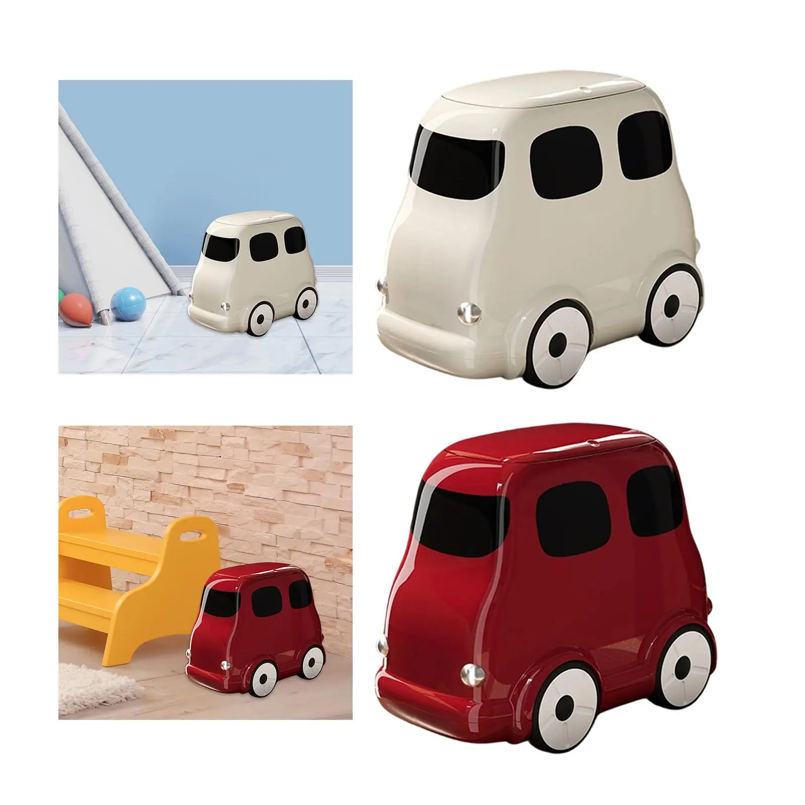 Creative Trash Can with Wheels Pop Up Press Lid Wastebasket Multifunctional Garbage Bin for Kitchen Bedroom Office Use