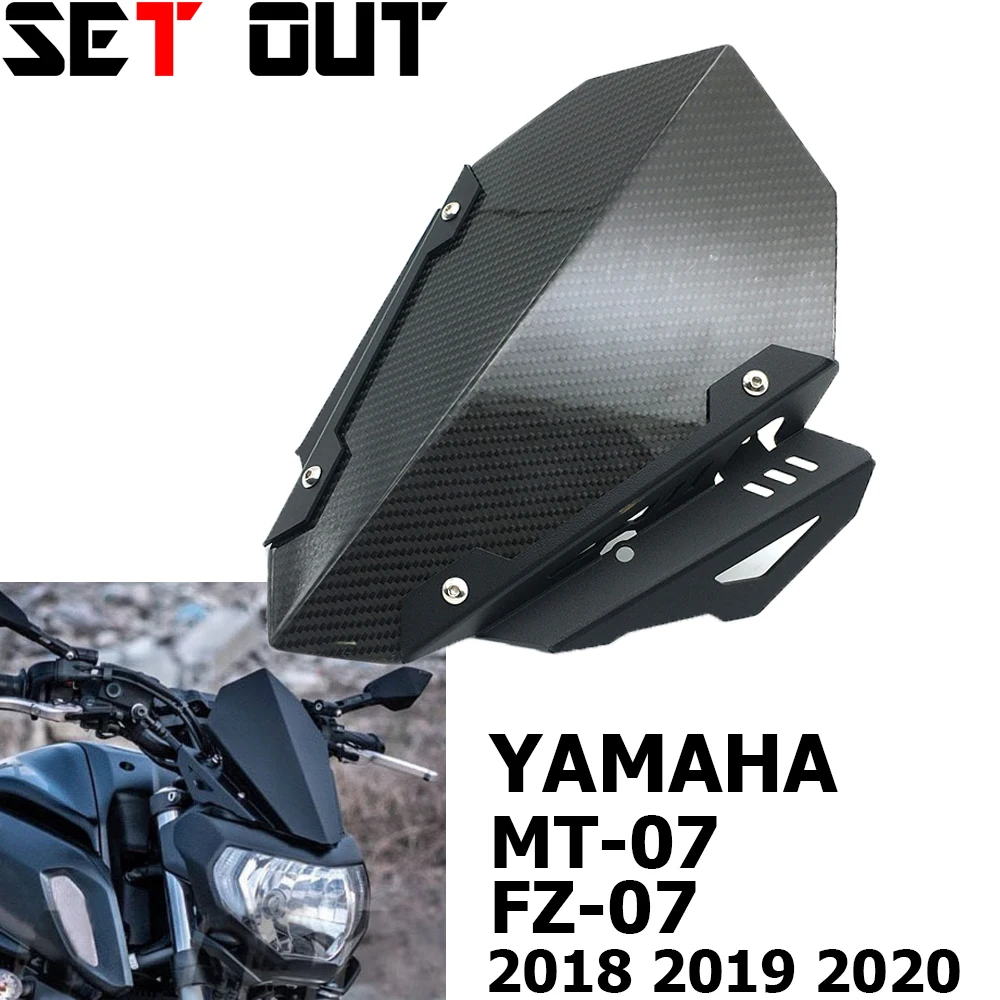 For Yamaha MT-07 MT07 2018 2019 2020 FZ07 FZ-07 Motorcycle Sport Touring Genuine Carbon Fiber Windshield Wind Deflector