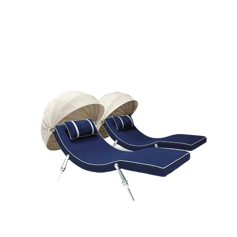 Light luxury outdoor lounge chair with awning, villa courtyard, waterproof leisure chair, stainless steel bracket