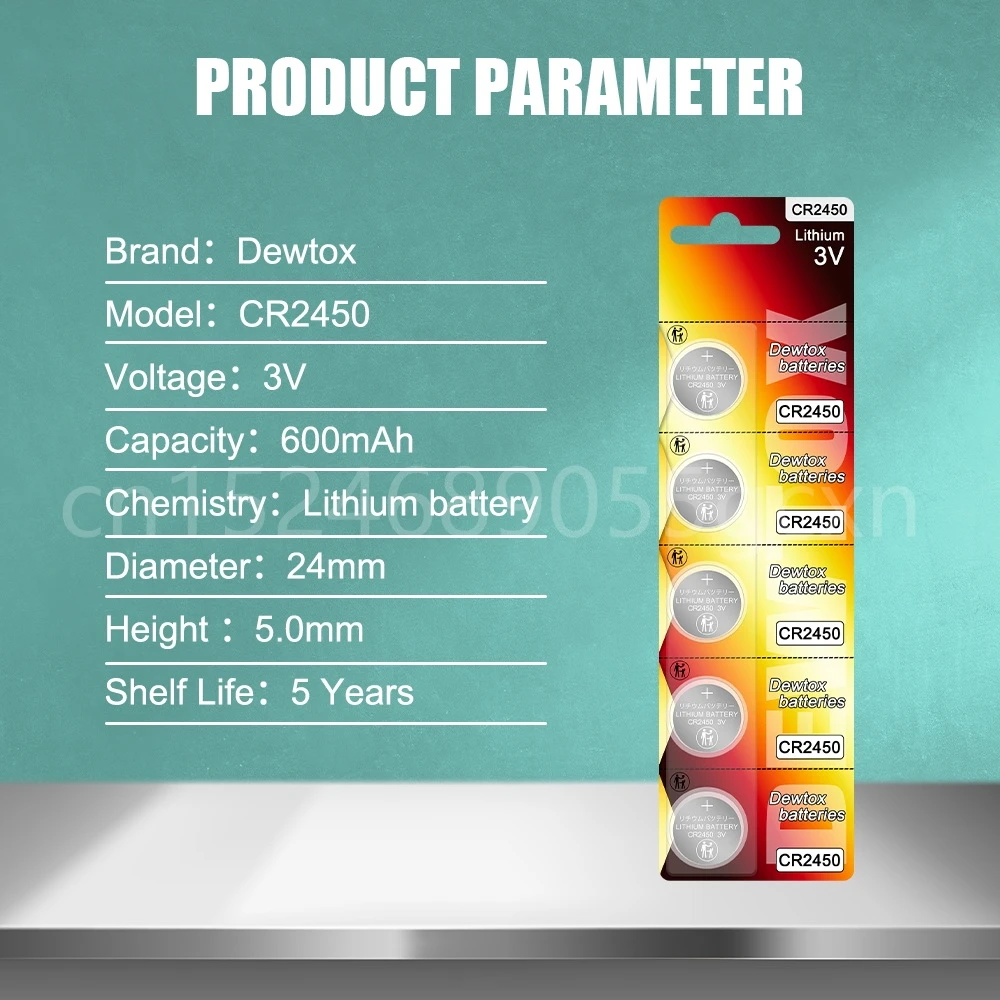 Batería de litio para Control remoto, Pila de botón para lámpara LED, reloj, CR2450, CR2450, DL2050, BR2450, LM2450, KCR5029, 5029LC, 3V, 5 piezas