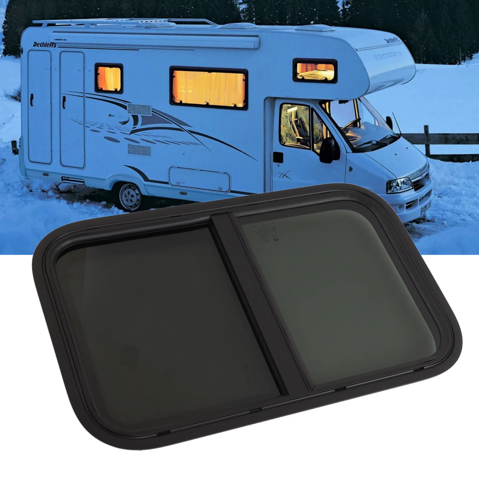 645*415mm RV Window Horizontal Vertical Rounded Slid with Insect Nets Drain Hole for 645x415mm Motorhome Engineering Vehicles