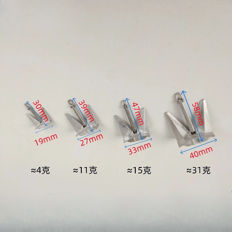 RC Boat Model Bower Anchor with Movable Rod Length 58/47/39/30mm Mini Head Anchor for DIY Marine Toy Decoration Accessories
