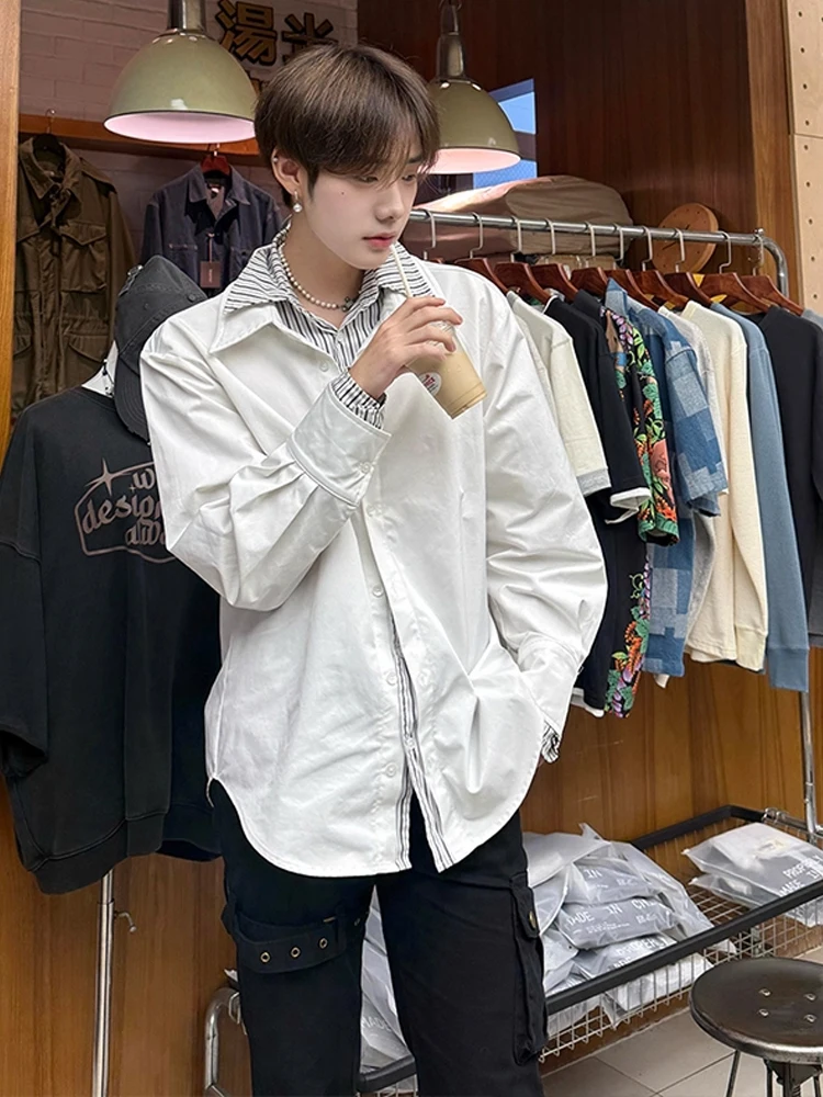 

Men's Long Sve Striped irt Loose Fit Casual Versatile Outerwear Autumn Season Polyester Fiber Non-Iron Treaent