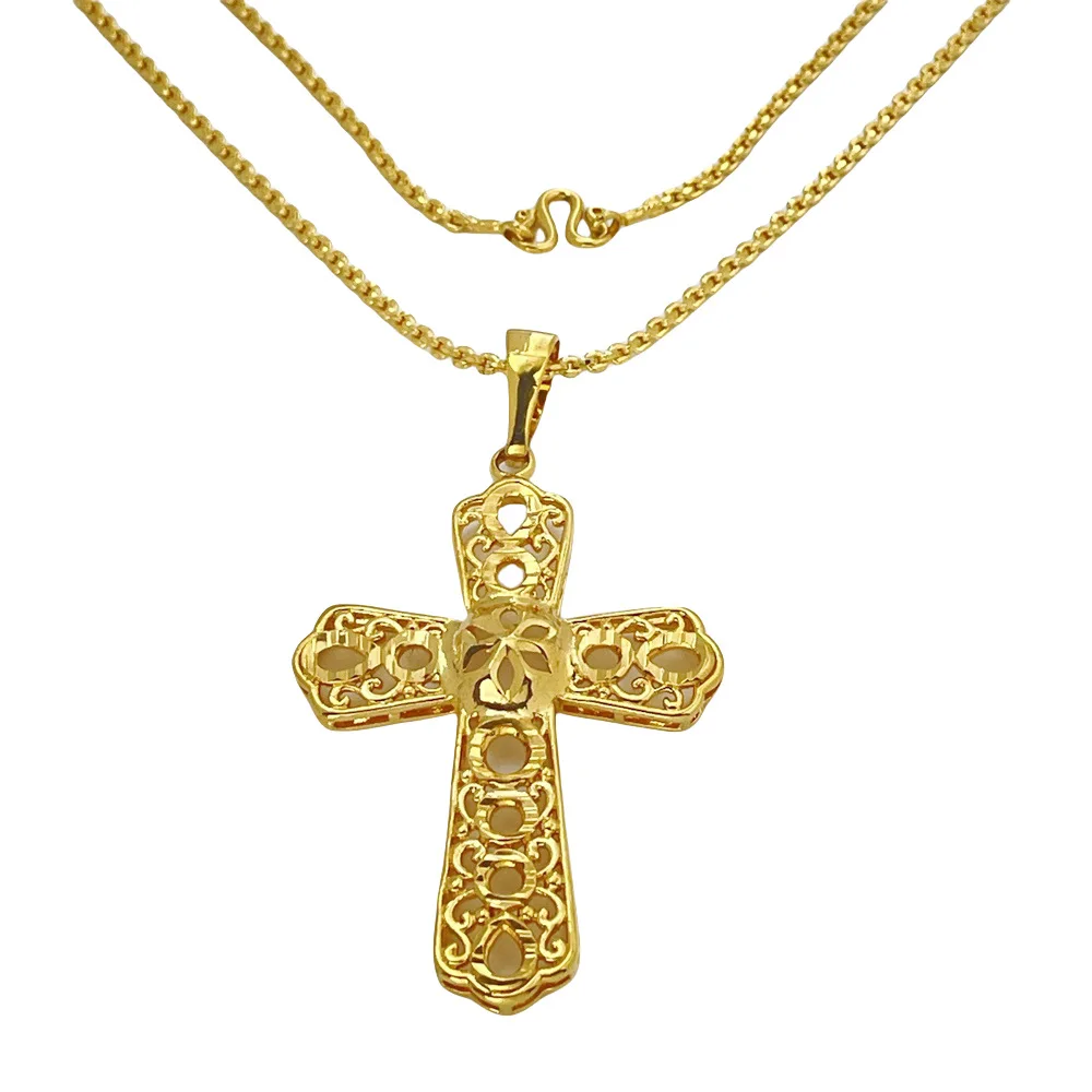 

Cross Necklace Women's 24K Gold AU999 - Gold enhances cross sacredness, AU999 valuable, meaningful & collectible