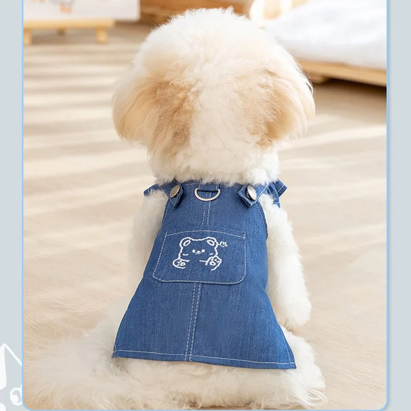 Klassieke denimkleding zomer hondenrok puppy anti-haar val dunne jurk bichon frise huisdierkleding vrouwelijke hond prinses rok