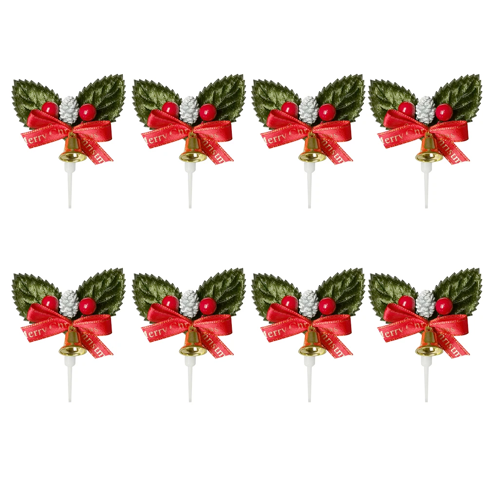 

10Pcs Christmas Ilex Leaves Toppers Creative Cake Decorations for Baby Shower Birthday and Christmas Holiday Events