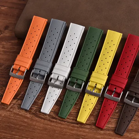 Tropical FKM Rubber Strap Quick Release Watch Band 18m-19m-20mm-21mm-22mm-23m-24mm Rubber Tropical Strap For Oris Seiko Citizen