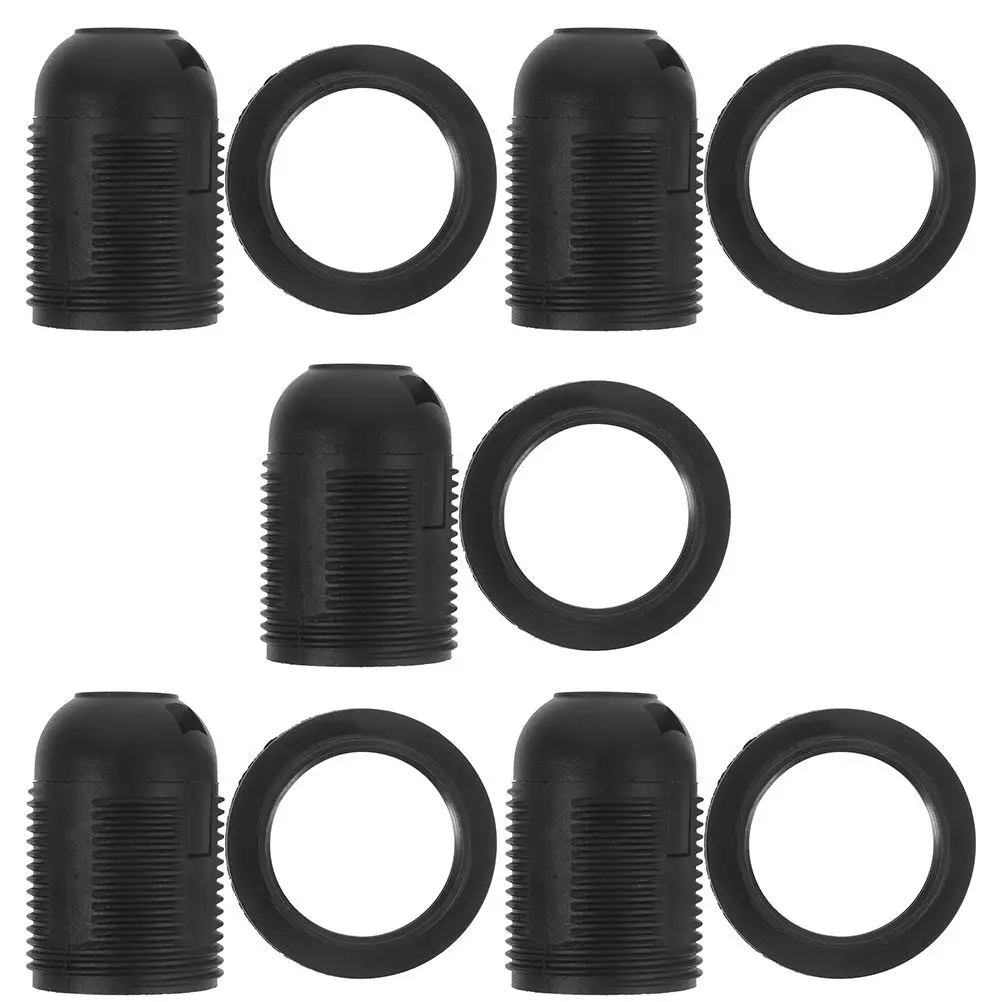 

5 шт. пожаробезопасных патронов E26, черные, с резьбовым креплением, для модернизации настольных и подвесных светильников, цоколь для лампы