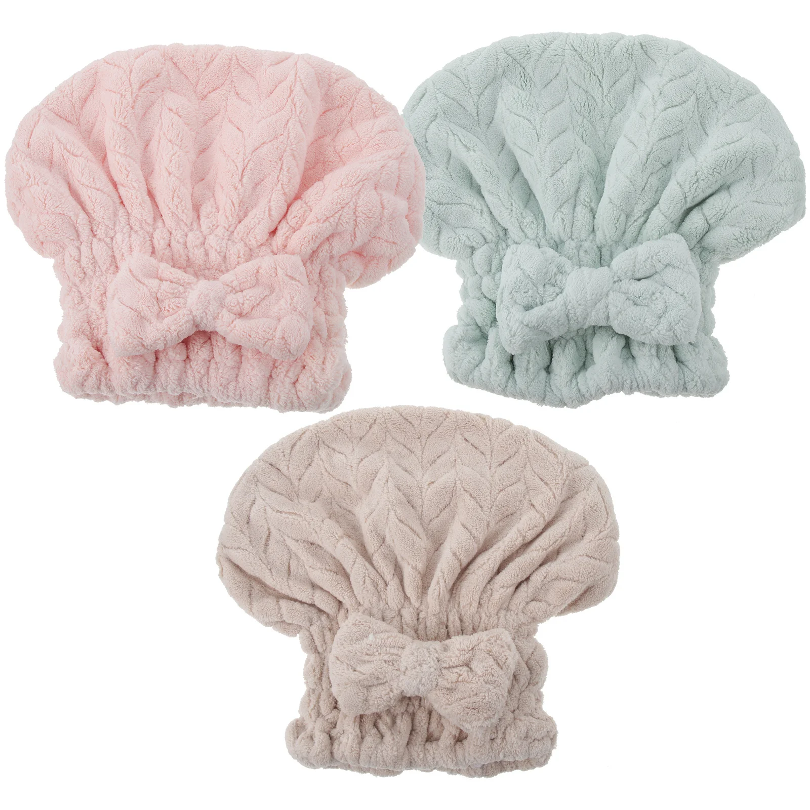 

3pcs Coral Fleece Hair Drying Towel Hat Super Absorbent Fast Drying Cap For Women Girls Cartoon Hair Wrap Bathing Headwear Home