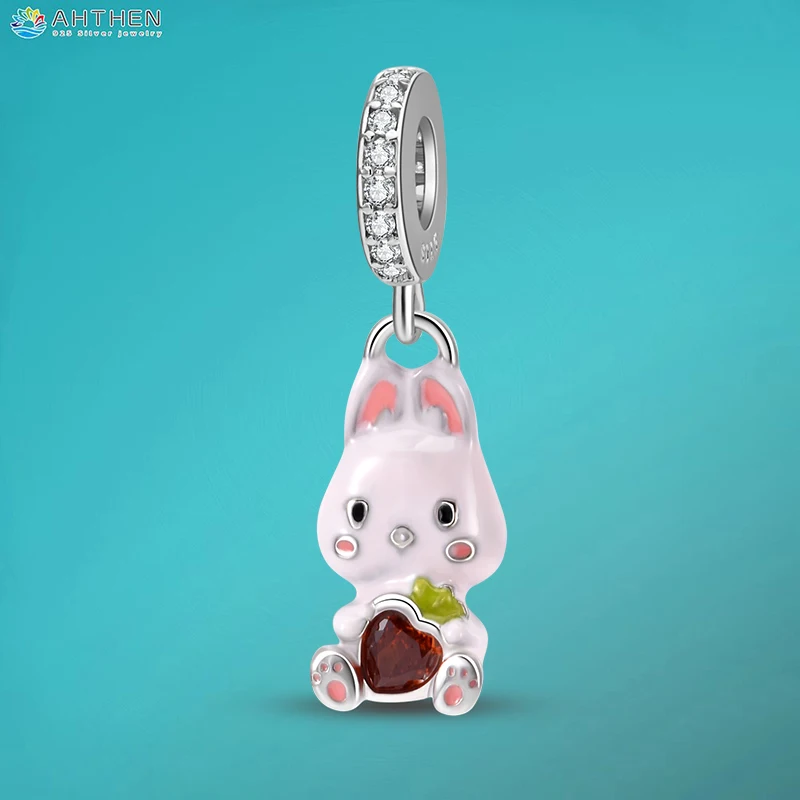 

Ahthen 925 Sterling Silver Beads Chinese Zodiac-Rabbit Dangle Charm fit Snake Chain Bracelets Necklaces for Women Jewelry Making