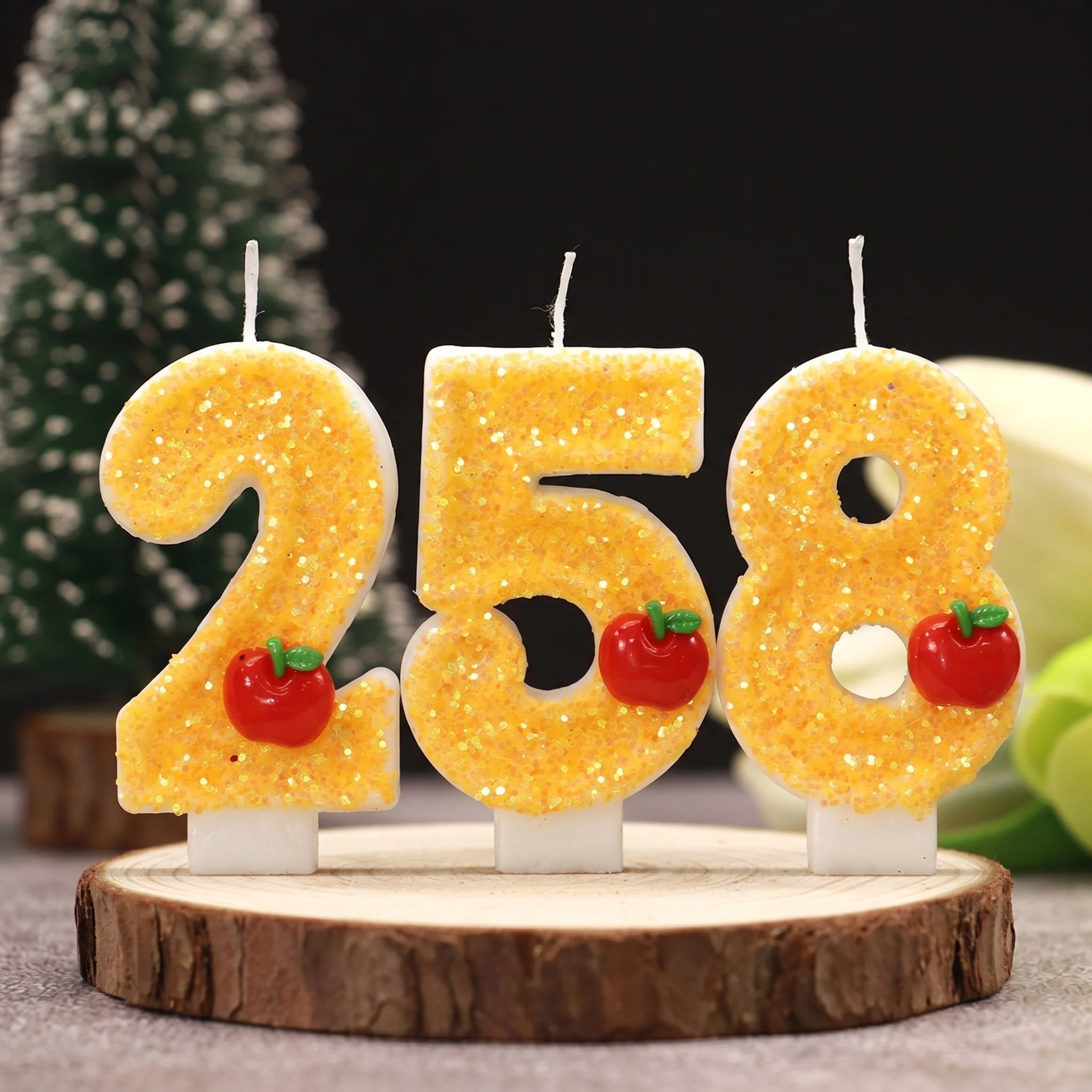 Red Apple Fresh Yellow Digital Birthday Candle - Cake Decorative Candle for Party Supplies