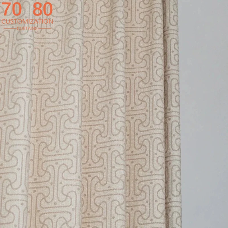 Cotton Linen Chenille Curtain Texture Milk Tea Color Thickened Blackout Curtains for Living Room Bedroom Customization