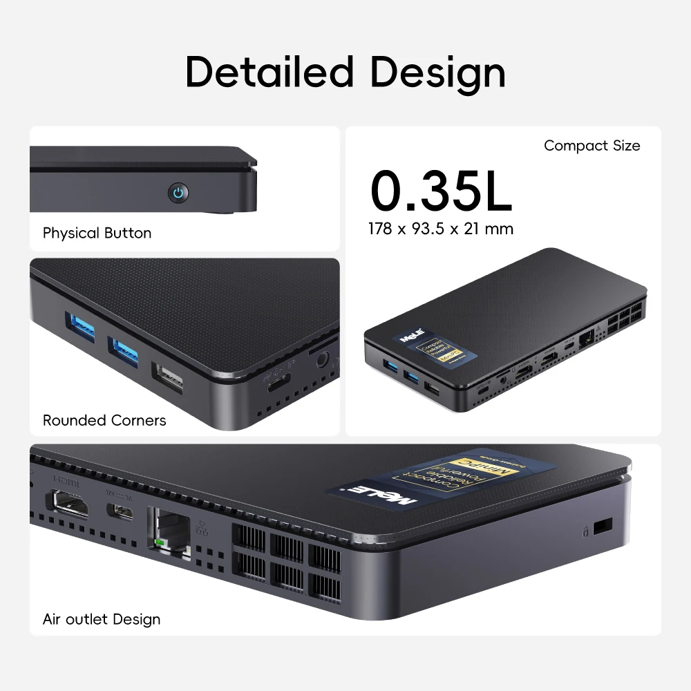 MeLE Overclock X2 Mini PC,N150 16GB 512GB Micro Desktop Computer, 4K Triple Display, All-in-one USB-C, USB3.2/WiFi/BT/Ethernet
