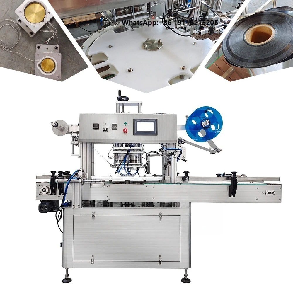 Automatic Beverage Nut Peanut Seasome Pepper Powder PET Plastic Bottle Double-head Seal Cup Sealing Machine