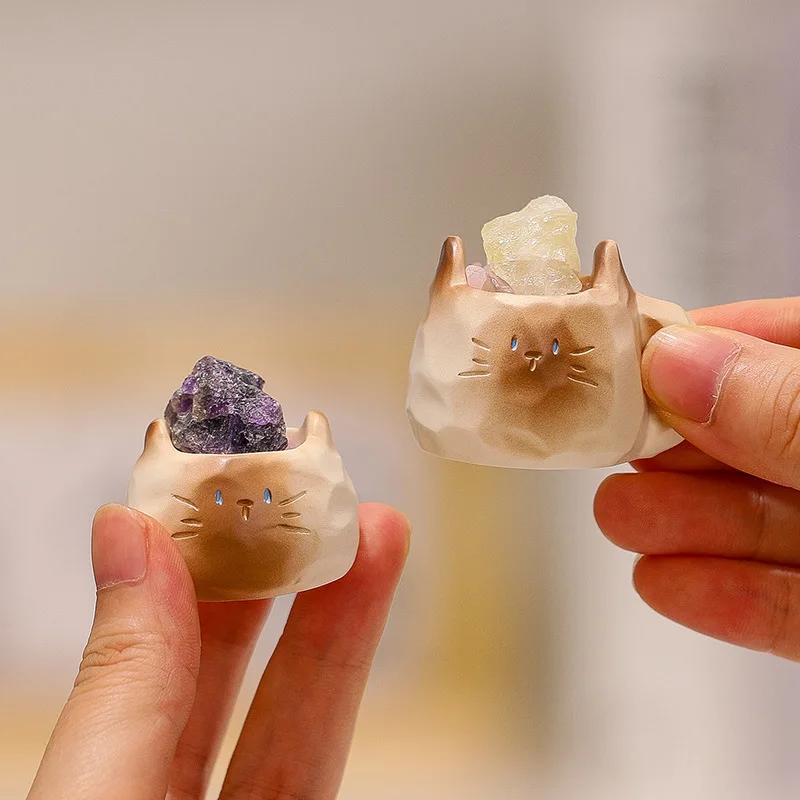 PAL Cat Crystal Blind Box Mini Original Stone Cartoon Cute Figure Office Desktop Car Decor Good Luck Gift For Cat Lovers Toys