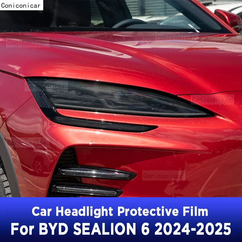 

For BYD SEALION 6 2024 2025 Car Exterior Headlight Anti-scratch TPU Protective Film Anti-scratch Repair Transparent Black PPF