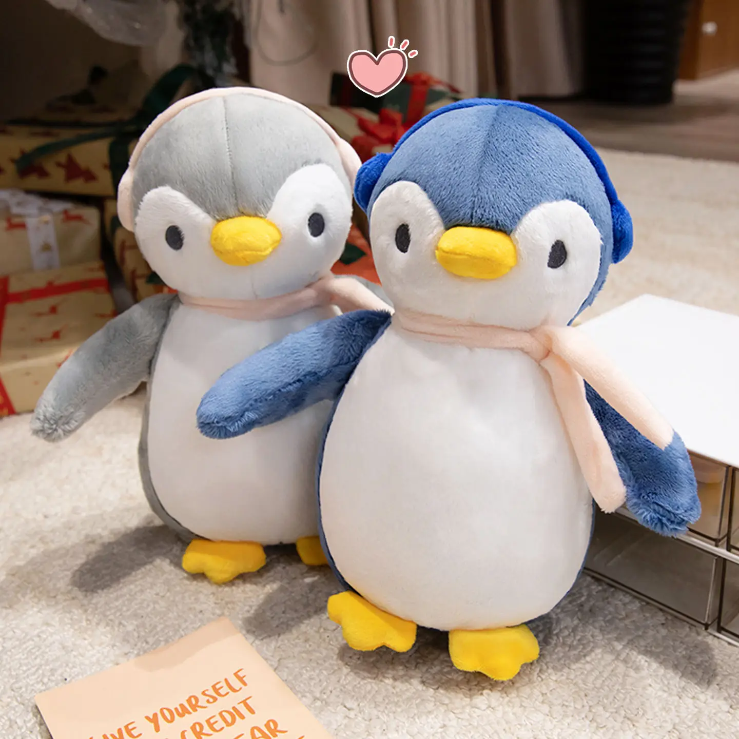 25CM Kawaii Cartoon Simulation Anime Earphones Penguin Stuffed Animal Plush Toy Doll Children's Cute Penguin Handmade Doll Gift