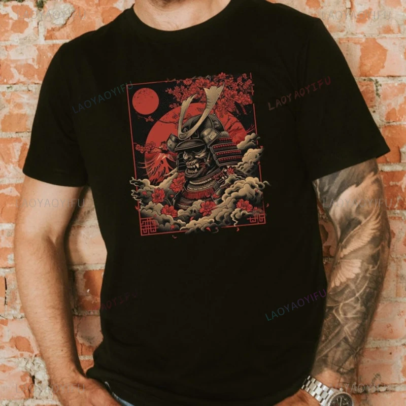 Samurai Warrior Top with Authentic Armor Design Shogun Raiden Japanese Culture Y2K Grunge Fashion Best Present for Men Cotton