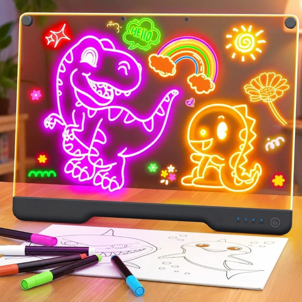 Acrylic Acrylic LED Writing Board USB Powered Colorful Lights Illuminated Drawing Board Rechargeable Neon Effect Sketch Pad