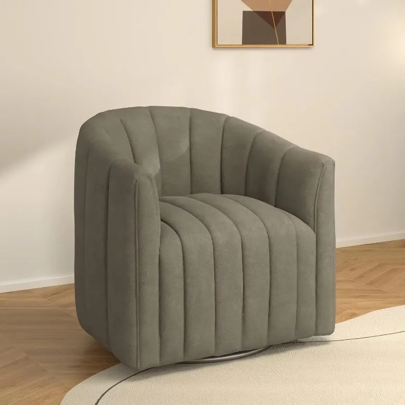 

Swivel Accent Chair,Cuddle Modern Barrel Armchair,Comfy Velvet Round Chair with Metal Base for Living Room Bedroom(Gray)