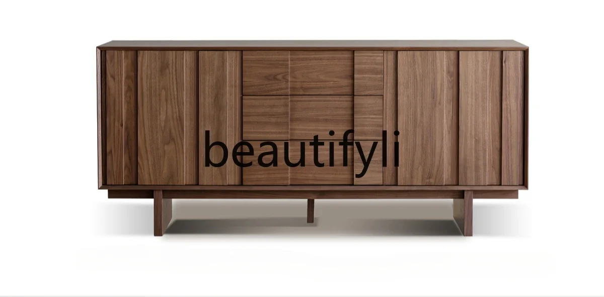 

North American black walnut log dining side cabinet, all solid wood furniture, medium antique retro locker against the wall