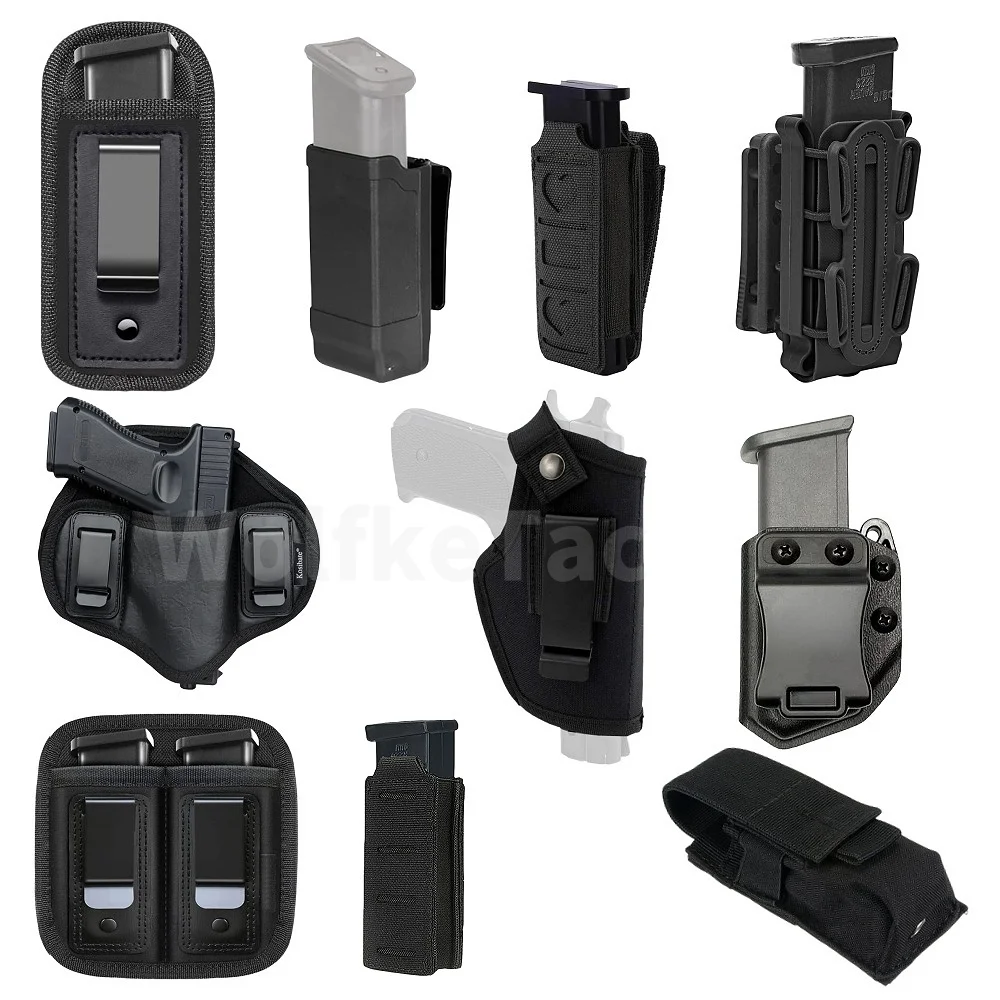 Tactical Nylon Magazine Pouch Holster Pistol 9mm Concealed Carry Mag Case with Clip Glock 19 21 Beretta 92 Handgun Mag Pouch