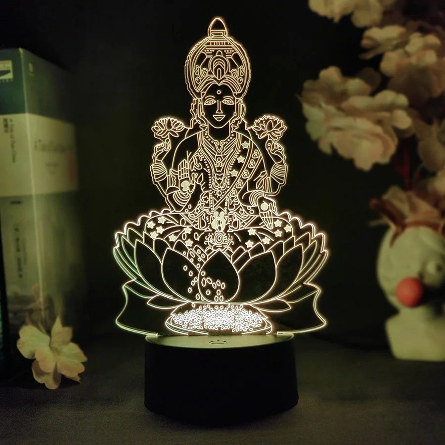 Hindu God Vishnu 3D Night Lamp Home Accessories Fireplace Lighting Decoration Religious Art Light LED Lord Lamps RGB Table Light