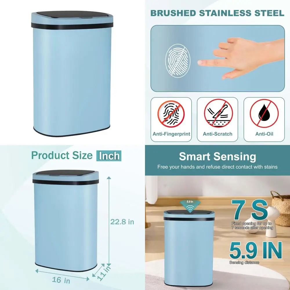 

Stainless Steel 50L Kitchen Trash Can with Sensor Lid - A Stylish and Functional Garbage Bin