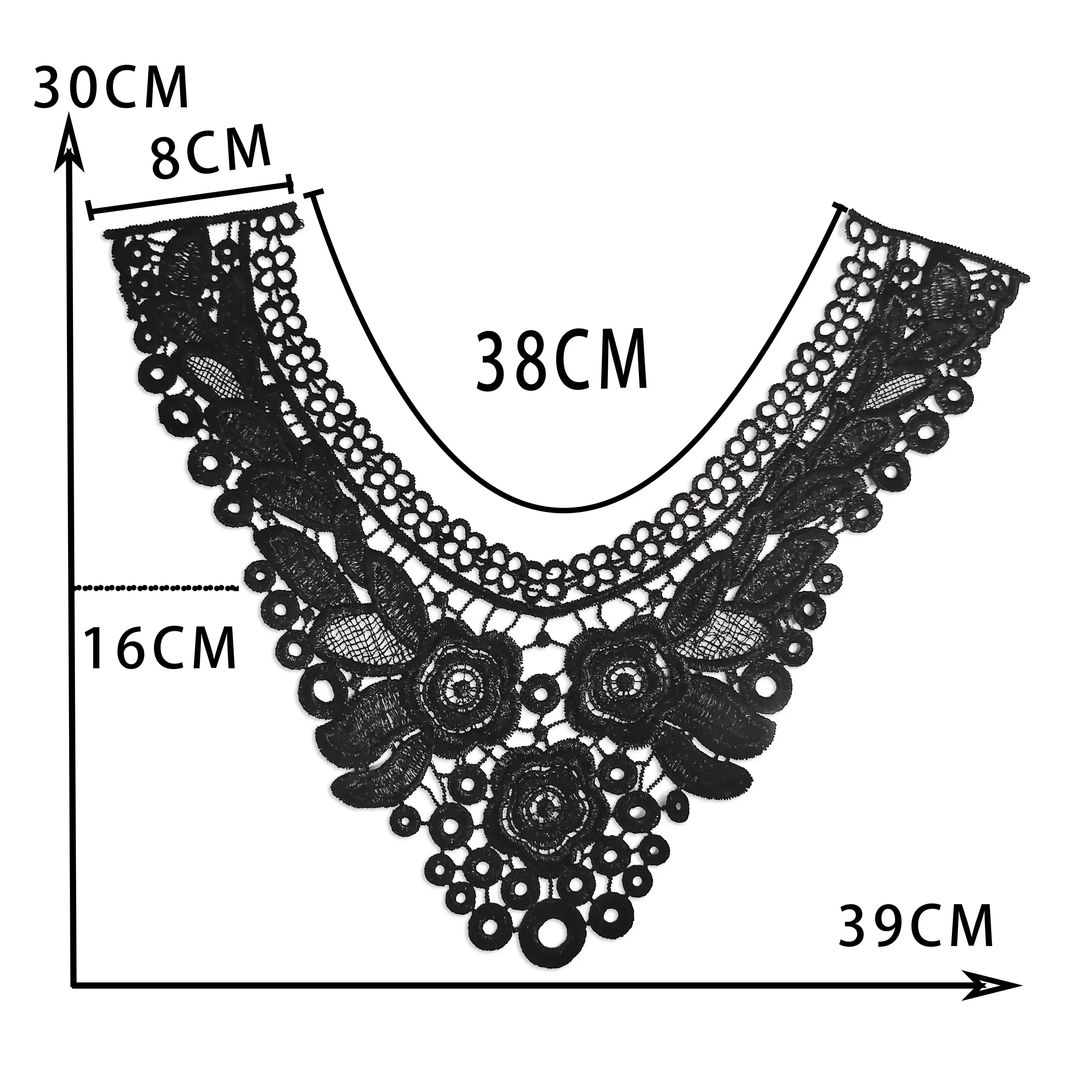 Wholesale sales 1-10 piece black white polyester embroidery hollowed out collar sewing lace DIY decorative clothing accessories