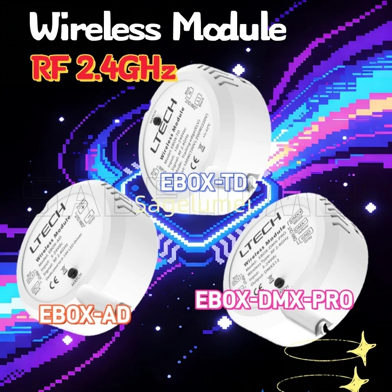 

AC100-240V LTECH DC5-24V EBOX-TD/AD/DMX-PRO Беспроводной модуль 10 В ШИМ диммер DMX512 Контроллер для лампы накаливания с затемнением