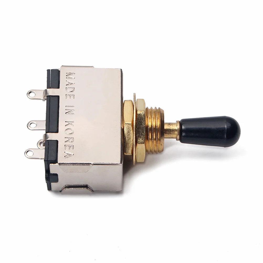 

3 Way Guitar Pickup Selector Toggle Switch Black Gold Metal Plastic No-Noise DIY Replacement Toggle Pickup Selector