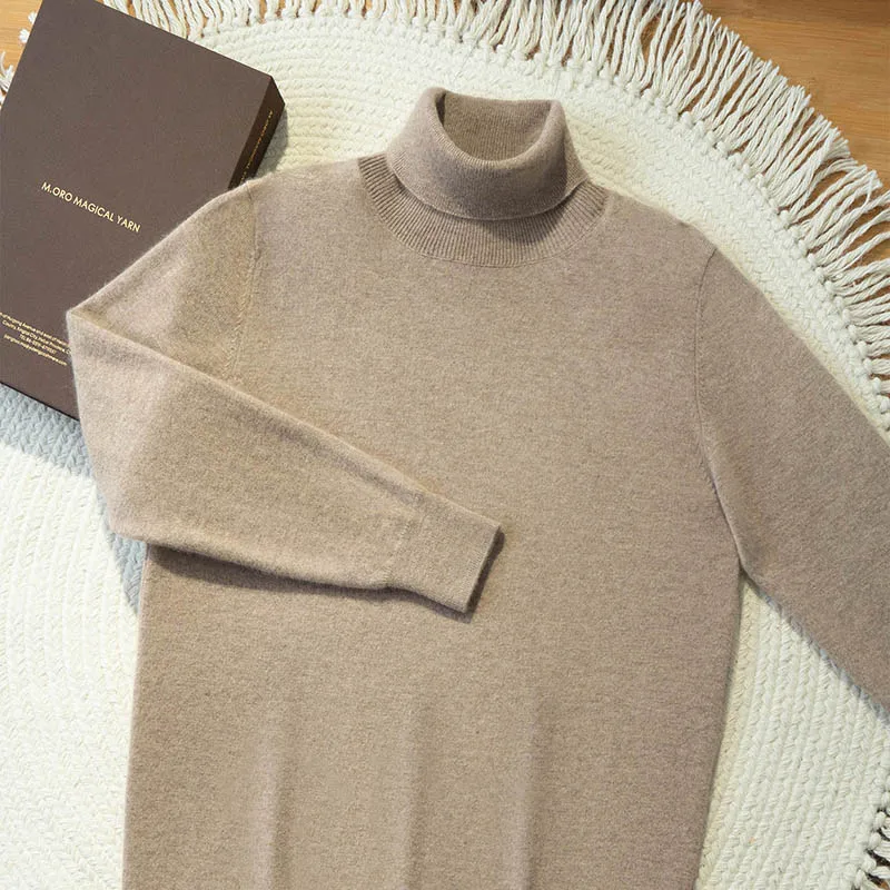 

High Quality 100% Cashmere Pullover Men's Turtleneck Sweater Autumn Winter Warm Solid Cashmere Knitwear Smart Casual Jumper Top
