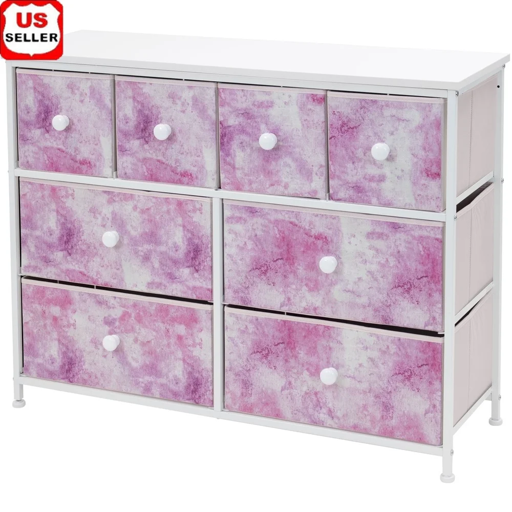 

8 Drawer Fabric Dresser Tower Kids Clothing Organizer Storage Unit Portable Steel Frame Easy Assembly Foldable Home Nursery