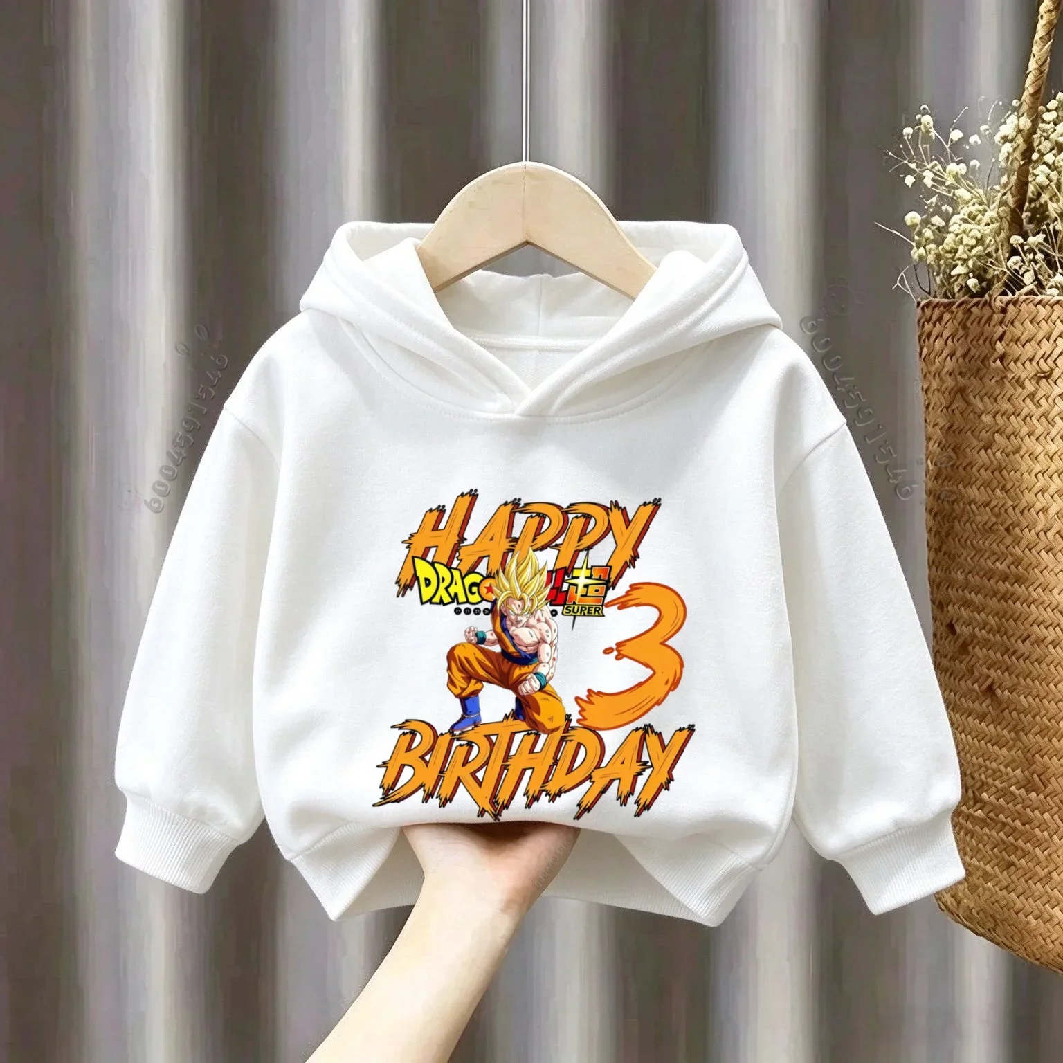 Latest model nisex Kids Dragon BallGoku Happy BirthdayGraphic Fleece Hoodie WarmSoft Skin Friendly AutumnWinter Party Sweatshirt
