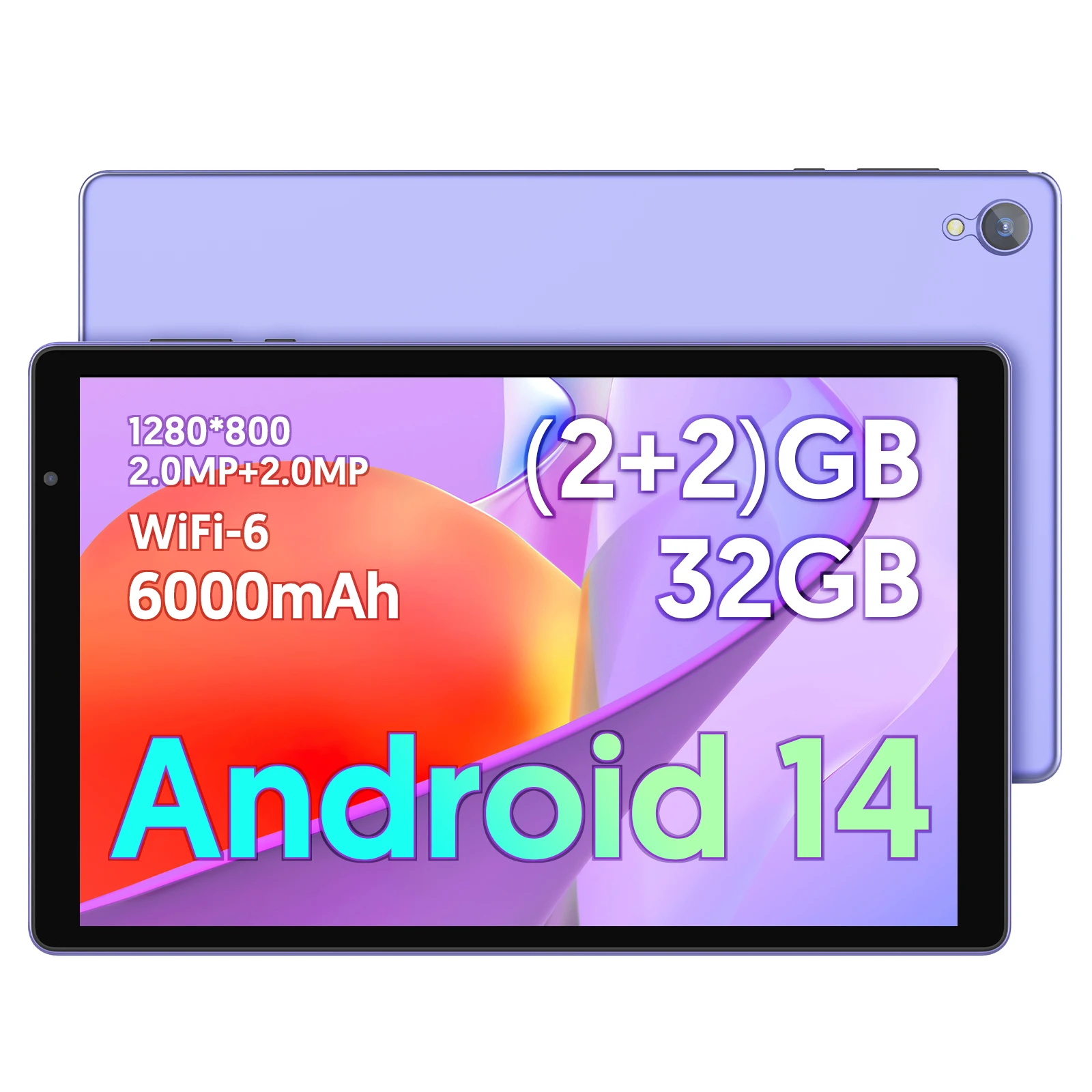 BAKEN Tablet Android 14 de 10 polegadas, processador Quad-core, armazenamento de 32 GB, Wi-Fi 6, Bluetooth, porta USB-C, Google Play Store (GMS)