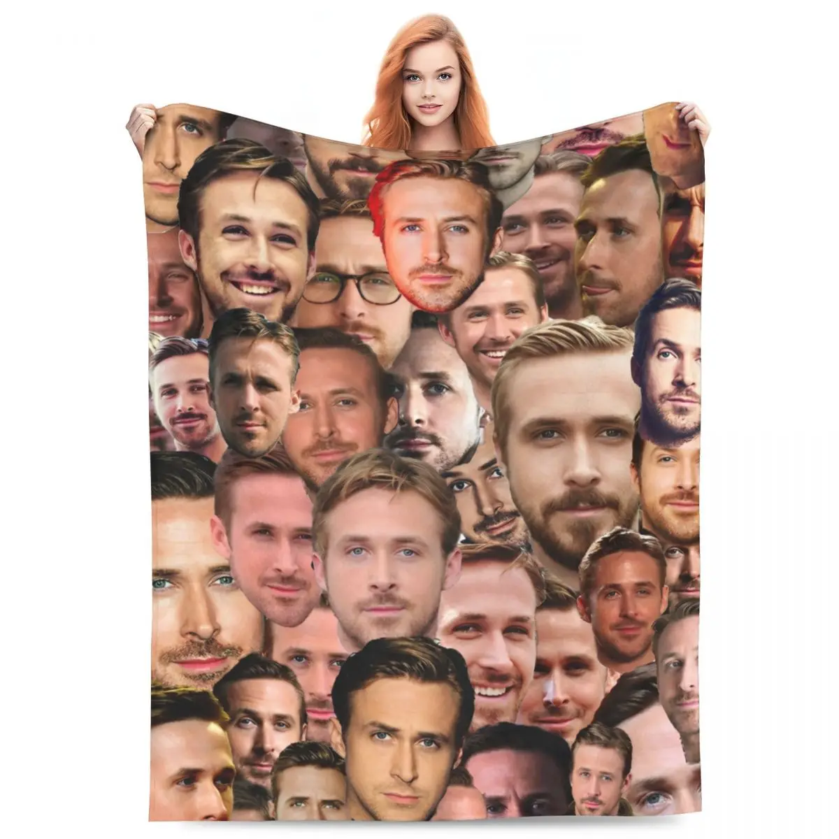 RYAN GOSLING Photo Collage Blanket Fleece All Season Breathable Lightweight Throw Blanket for Home Travel Quilt