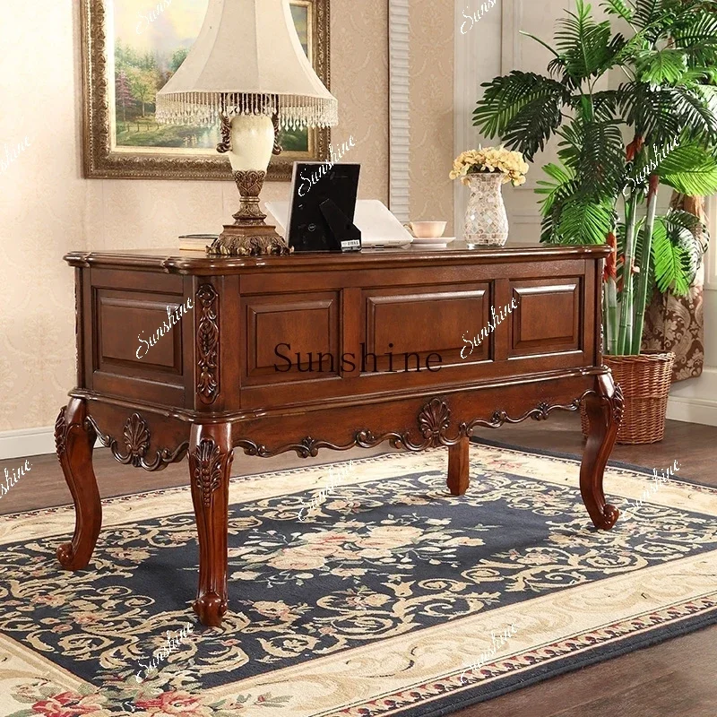 American solid wood retro old study furniture writing desk household computer desk FT FT