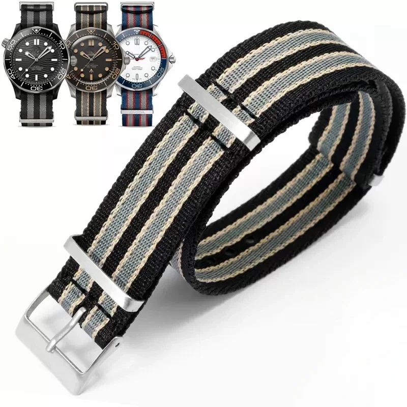 

Нейлоновый парусиновый ремешок 20 мм, подходит для ремешка Omega для Seamaster 300 Speedmaster AT150 Aqua Terra, мягкий ремешок для часов, аксессуары Wrsitband