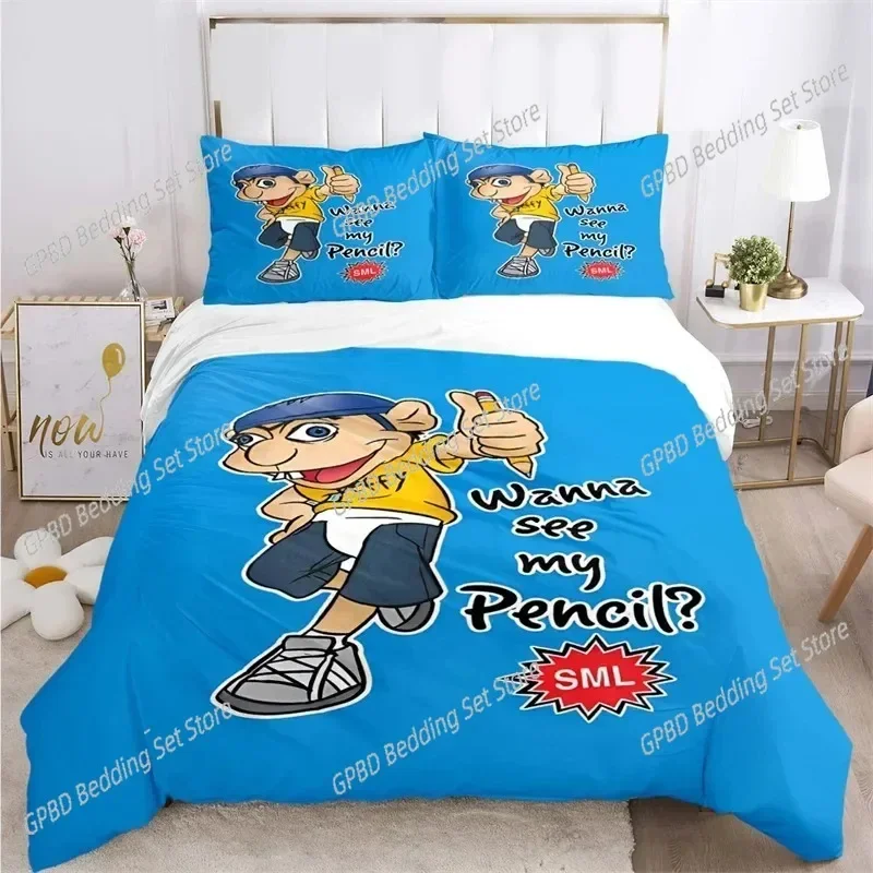 3D Print Cartoon SML Jeffy Comfortable Duvet Quilt Cover Pillowcase Bedding Set Children Bedroom Decoration Home Textile 5