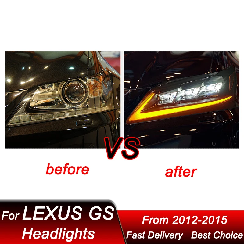 Car Led Headlights For Lexus GS GS250 GS300 12-15 Upgrade new style LED Headlamp Assembly Upgrade Projector Lens Accessories Kit