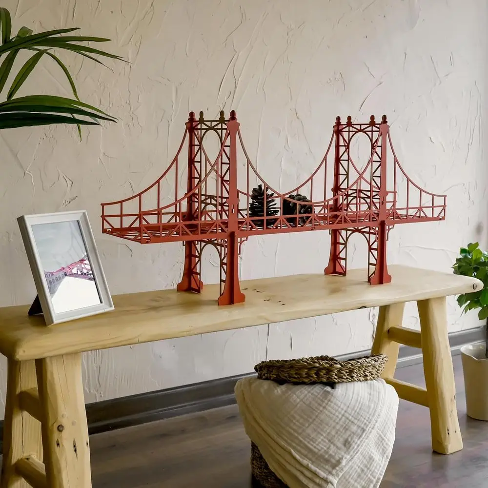 رف عائم معدني أحمر - رف حديد مزخرف للكتب والنباتات وديكور المنزل - شاشة عرض مثبتة على الحائط أو الطاولة #3