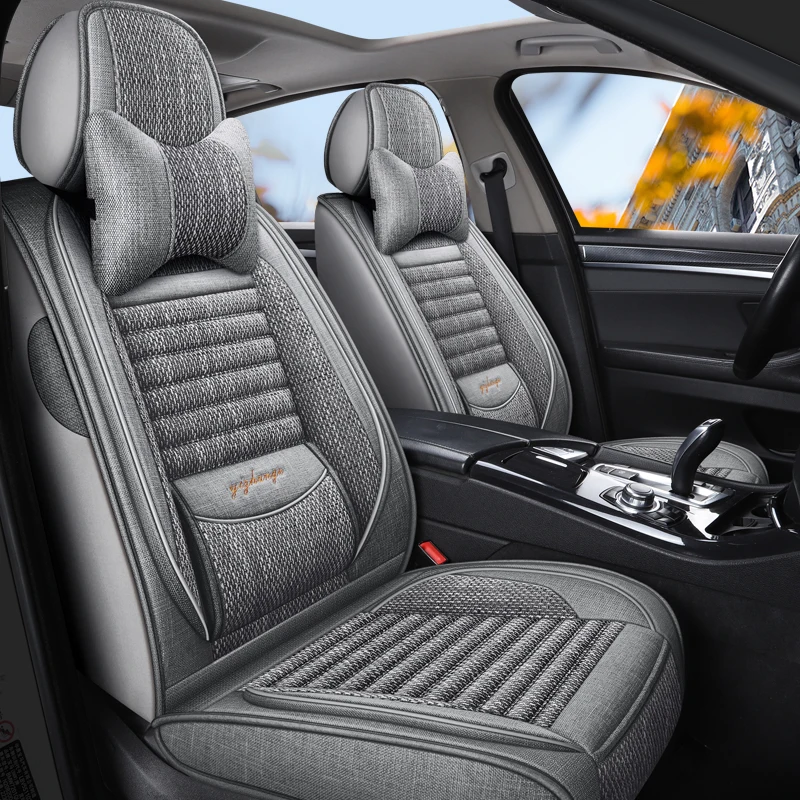 

Front Double Seats, Luxurious Linen Fixed Lumbar Support Full-Cover Car Seat Covers, Universal, Suitable for All Seasons, Textured and Comfortable, Breathable and Wear-Resistant, Fits the Seats Well, with Three-Dimensional Wing Support, Paired with a Comf