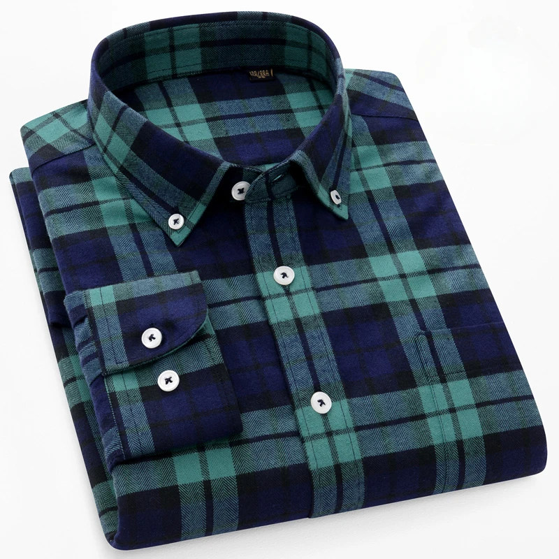 100%cotton sanding ovre size shirts for men slim fit formal plain shirt soft plaid tops casual hight qulity business clothes