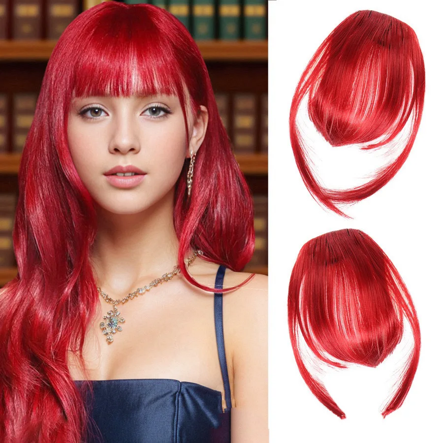 Synthetische Clip-in-Ponyfransen mit Seitensträhnen, Haarteile, künstliche Pony-Extensions für Frauen – Detail 9
