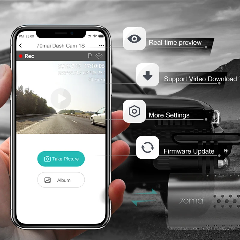 New 70mai Car DVR 1S APP & English Voice Control 70mai 1S 1080P HD Night Vision 130FOV Dash Camera Auto Recorder WiFi Dash
