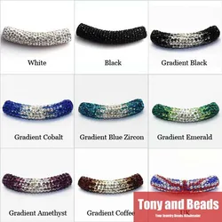 (5Pcs=1Lot ! ) 45MM Clay Disco Pave Long Crystal Tube Bending Beads 23 Colors For Bracelet Making ST1