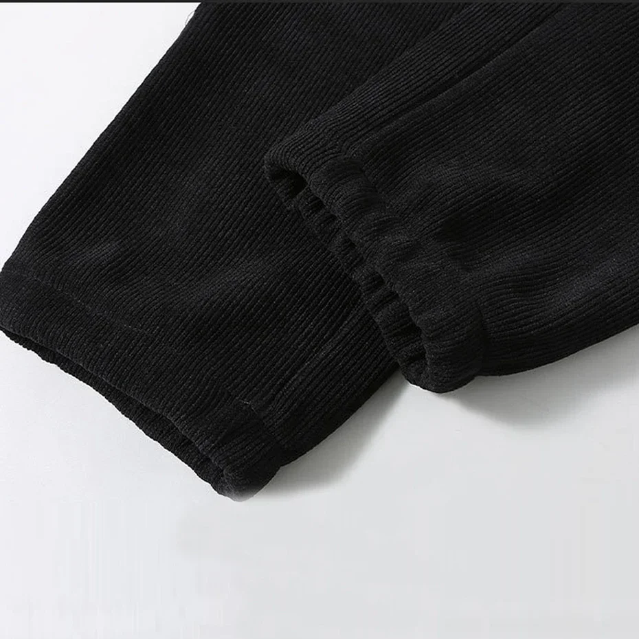 Corduroy Sweatpants Men Winter Fleece Jogger Pants Plus Size 12XL Fashion Casual Fleece Pants Male Elastic Waist Trousers