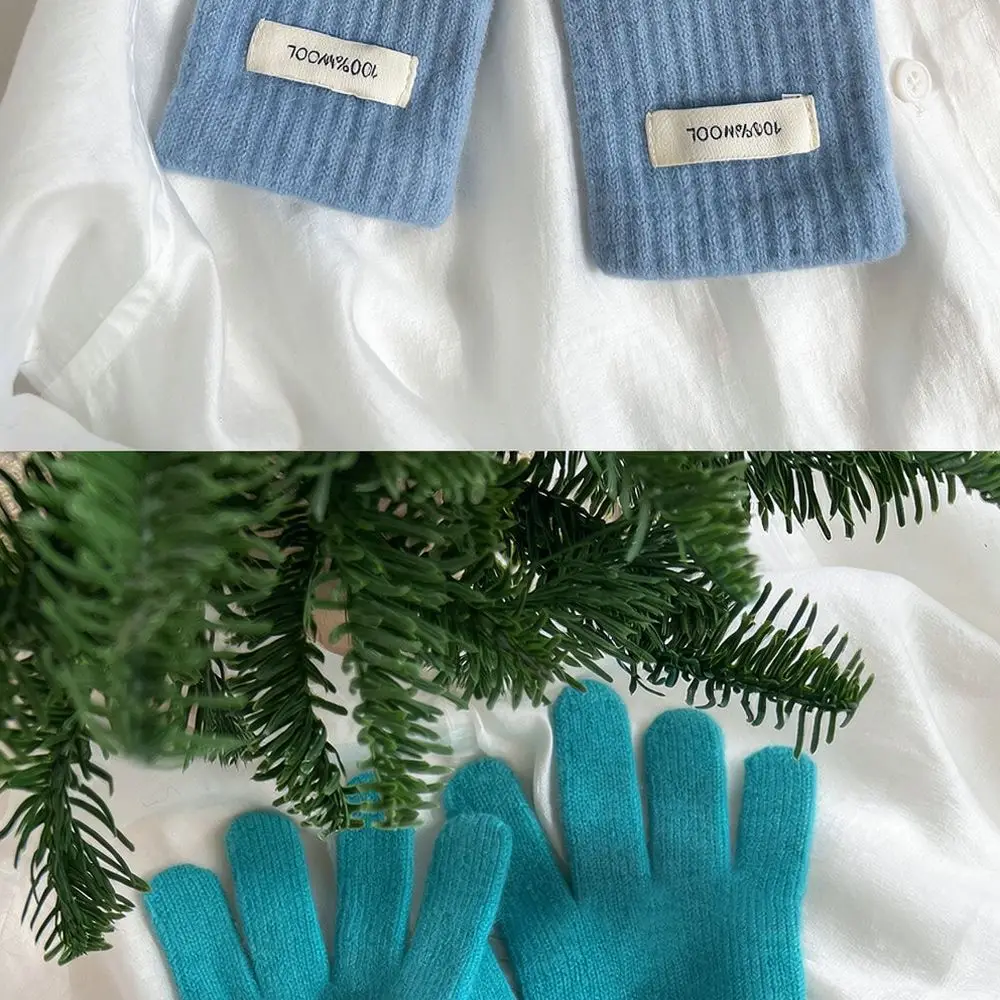Fashion Winter Wool Gloves Women Thermal Touchscreen Mittens Solid Color Elegant Commuter Split Finger Outdoor Wear Soft Knit